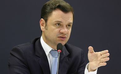 O ministro da Justiça e Segurança Pública, Anderson Torres,  faz  pronunciamento sobre as ações de combate ao desmatamento ilegal
