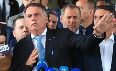 Brasília (DF), 26/03/2025  - Ex-presidente Jair Bolsonaro durante declaração a imprensa após virar Réu no STF. Foto: Lula Marques/Agência Brasil