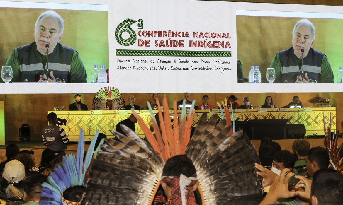 O ministro da Saúde, Marcelo Queiroga, participa da abertura da 6ª Conferência Nacional de Saúde Indígena (CNSI)