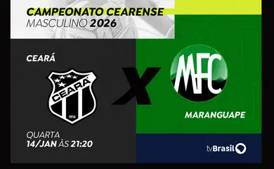 Rio de Janeiro (RJ), 13/01/2026 – TV Brasil transmite, nesta quarta, Ceará x Maranguape pelo Campeonato Cearense 2026.
Arte Marketing/EBC