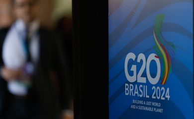 Rio de Janeiro (RJ) 23/07/2024 - Símbolo do evento G20 Brasil 2024, no Galpão Ação da Cidadania, onde acontecem os encontros da Reunião Ministerial de Desenvolvimento. Foto: Fernando Frazão/Agência Brasil