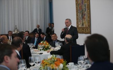 Brasília - O presidente Michel Temer toma café da manhã com a base aliada da Câmara dos Deputados e ministros (Antonio Cruz/Agência Brasil)