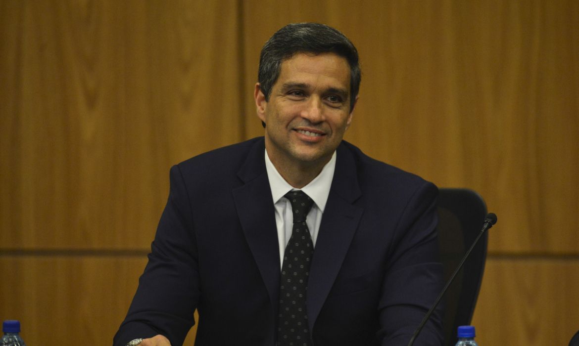 O novo presidente do Banco Central (BC), Roberto Campos Neto, durante cerimônia de transmissão de cargo.