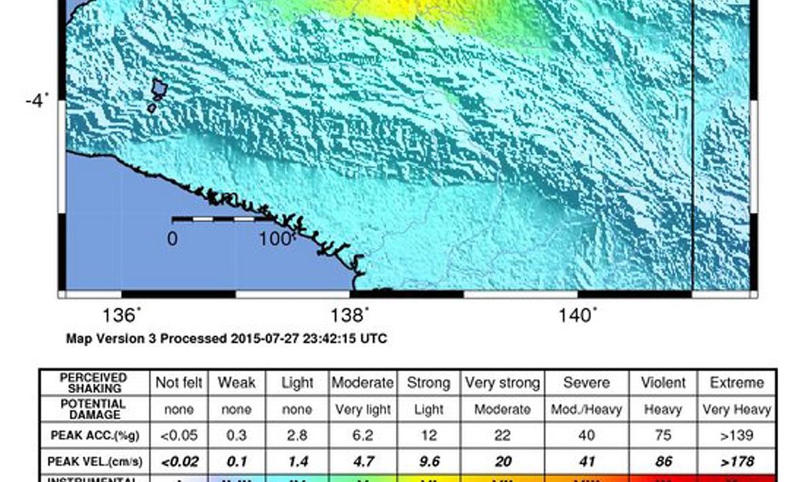 Região de Papua, na Indonésia, atingida pelo terremoto de 7 graus, numa profundidade de 48 quilômetros (Agência Lusa) 