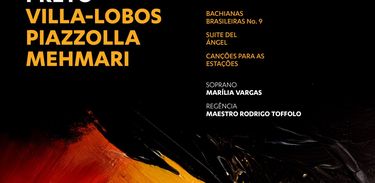 Capa do CD &quot;Villa-Lobos, Piazzolla e Mehmari&quot;, da Orquestra Ouro Preto