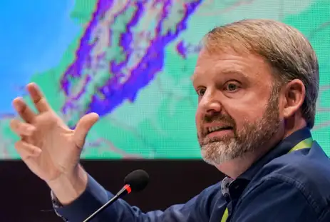 Campo Grande (MS), 26/03/2026 - Christopher Wood (Cornell Lab of Ornithology) participa do evento especial de lançamento do Atlas das Rotas Migratórias das Américas, na sala Campo Grande, durante a COP15. Foto: Rafa Neddermeyer
