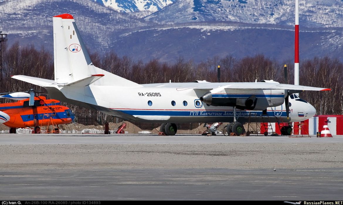 Avião russo An-26 em Petropavlovsk-Kamchatsky, na Rússia