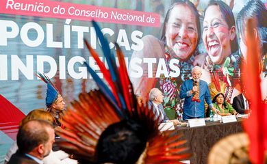Brasília (DF), 18.04.2024 - Presidente da República, Luiz Inácio Lula da Silva, participa da reunião do Conselho Nacional de Política Indigenista (CNPI), no Palácio da Justiça, em Brasília. Foto: Ricardo Stuckert/PR