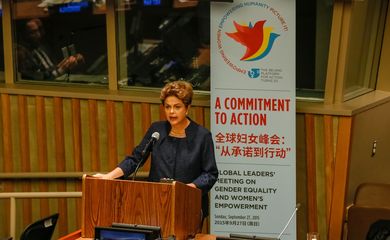 Nova Iorque - Presidenta Dilma Rousseff durante encontro de líderes globais sobre igualdade de gênero e empoderamento das mulheres: um compromisso para a ação ( Roberto Stuckert Filho/PR)