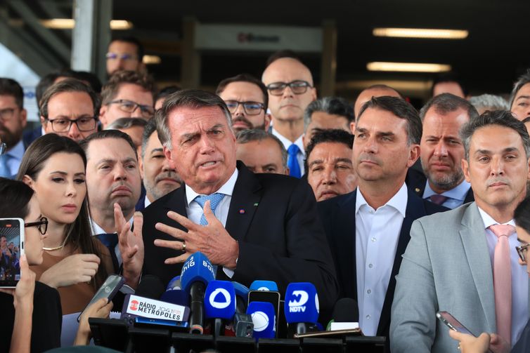 Brasília (DF), 26/03/2025  - Ex-presidente Jair Bolsonaro durante declaração a imprensa após virar Réu no STF. Foto: Lula Marques/Agência Brasil