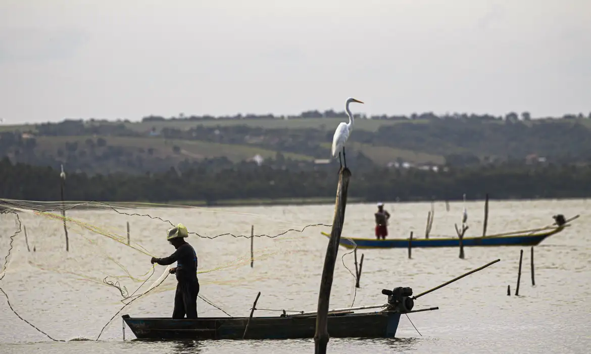 Maceió (AL) 18/12/2023 – Um pescador é visto pescando na lagoa. A pesca na região foi probida após rompimento da mina n°18 da mineradora Baskem na lagoa de Mundaú.
Foto: Joédson Alves/Agência Brasil