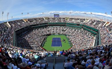 Vista aérea da quadra durante torneio de tênis de Indian Wells, nos Estados Unidos. campeonato de 2021 