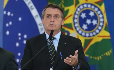 O presidente Jair Bolsonaro, durante o anúncio das Novas Medidas da CAIXA de Apoio às Santas Casas e aos Hospitais Filantrópicos
