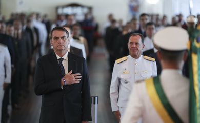 Presidente da República, Jair Bolsonaro durante Solenidade comemorativa do 211 Aniversário da Justiça Militar da União e entrega de Condecorações da Ordem do Mérito Judiciário Militar.