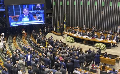 O presidente da República Jair Bolsonaro, participa da sessão solene de abertura do ano legislativo