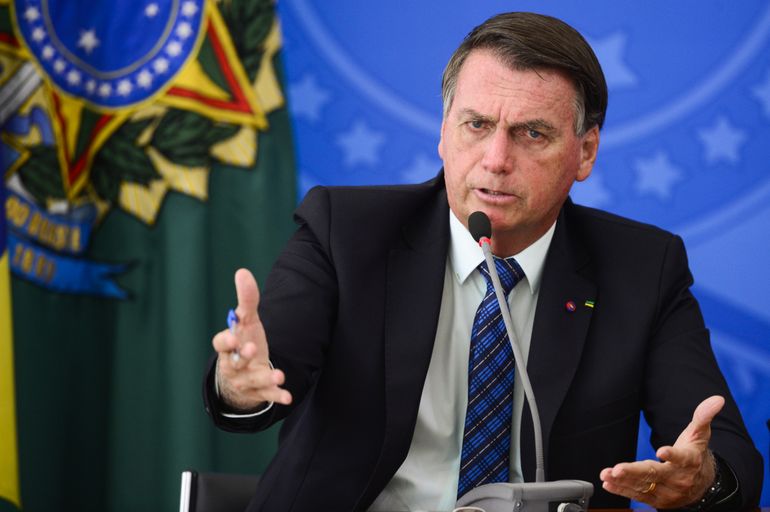 O presidente Jair Bolsonaro durante pronunciamento sobre preço dos combustíveis e a política de reajustes adotada pela Petrobras.