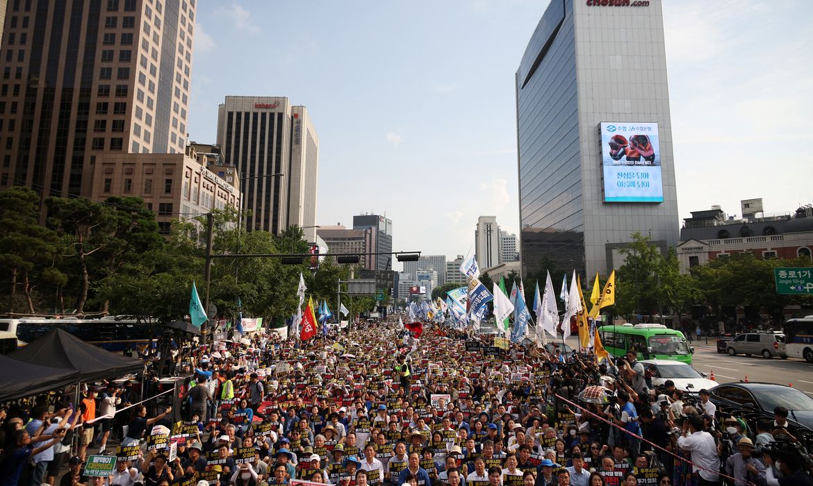 Protest against Japan's discharge of treated radioactive water from the wrecked Fukushima nuclear power plant into the Pacific Ocean