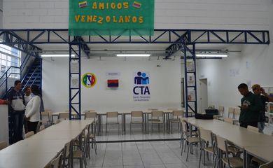 Imigrantes venezuelanos no Centro Temporário de Acolhimento - CTA São Matheus, na zona leste de São Paulo.