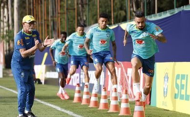São Paulo (SP), 07/10/2024 - Jogadores da Seleção Brasileira de Futebol durante treino na Academia do Palmeiras. Foto: Rafael Ribeiro/CBF