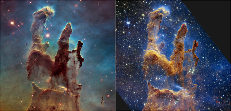 Webb da NASA tira retrato cheio de estrelas dos pilares da criação