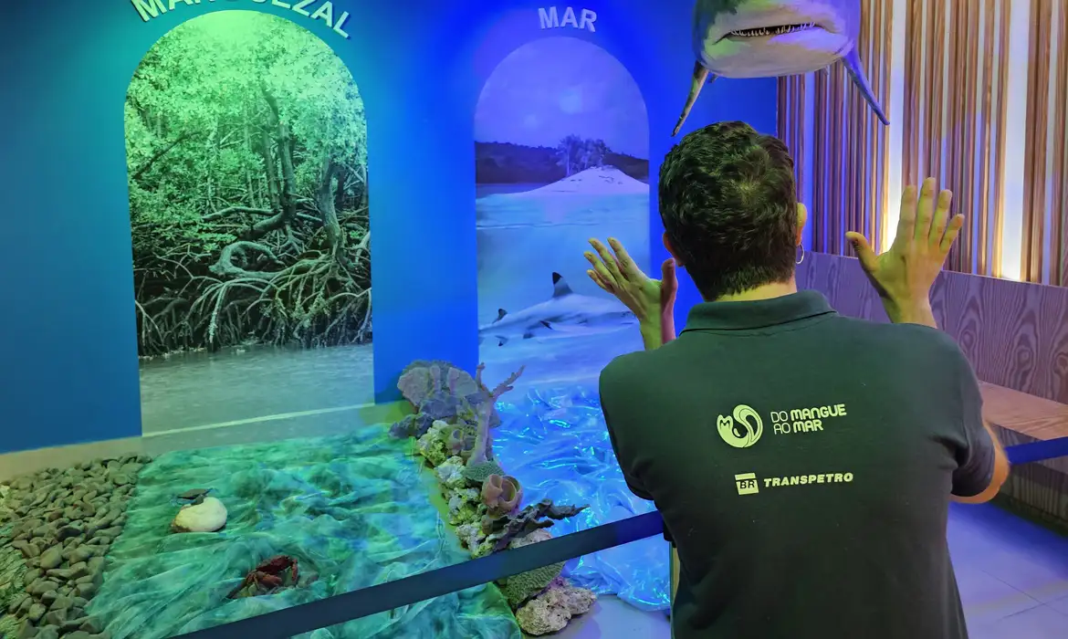 Rio de Janeiro (RJ), 19/11/2024 - Exposições “AquaEduca - Saberes dos Povos do Mar, Juventudes e Comunidades Tradicionais”, parte da campanha “Manguezal: Berçário de Vida”, no Aquário Marinho do Rio de Janeiro (AquaRio). Foto: Rodrigo Campanário/Divulgação