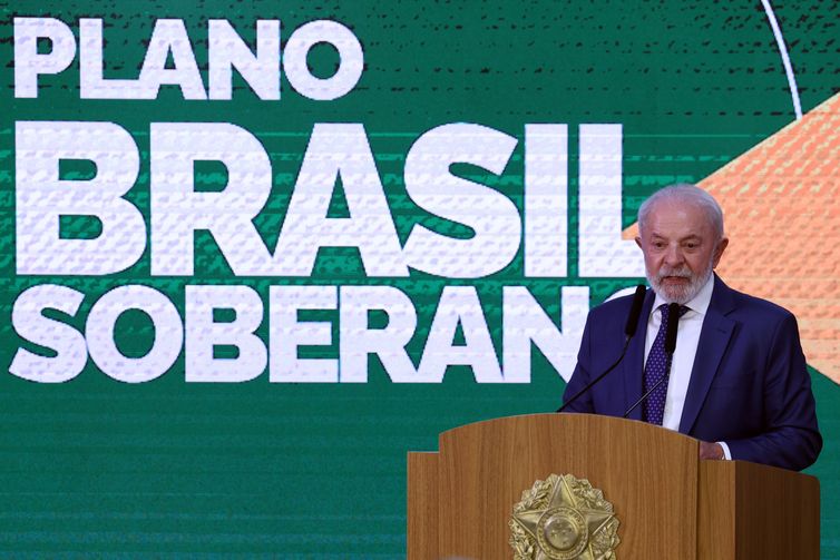 José Cruz/Agência Brasil Brasília (DF) 13/08/2025 - O presidente da República, Luiz Inácio Lula da Silva, fala durante assinatura da medida provisória (MP) Brasil Soberano., no Palácio do Planalto Foto: CanalGov/Reprodução