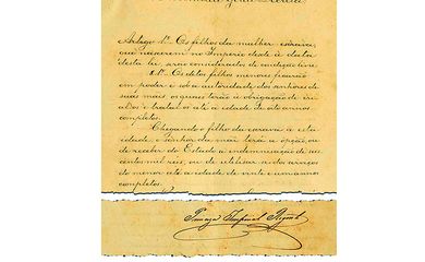 A versão original da Lei do Ventre Livre, assinada pela princesa Isabel