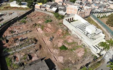 Vista aérea de terreno do sítio Morumbi, jardim Panorama, São Paulo, onde foram realizadas pesquisas em 2022. Foto: Letícia Correa/ Zanettini Arqueologia