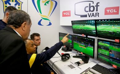 sala do VAR no estádio do Mineirão para a decisão da Copa do Brasil 2018