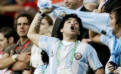 Diego Maradona durante partida entre Argentina e Holanda na Copa do Mundo de 2006