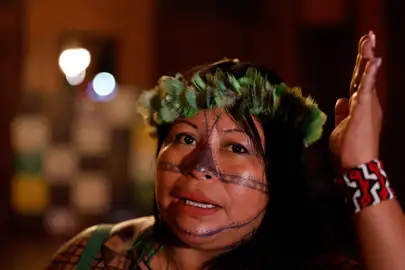 Belém (PA), 06/06/2025 - Alessandra Korap Munduruku, líder dos povos indígenas Munduruku da Amazônia brasileira, durante o TEDxAmazônia, no Theatro da Paz, centro da cidade. Foto: Tânia Rêgo/Agência Brasil