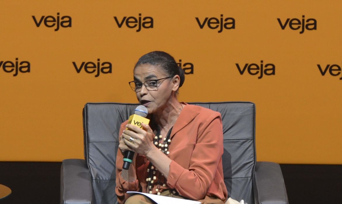 Marina Silva, candidata à Presidência pela Rede, durante sabatina promovida pela revista Veja, em São Paulo.