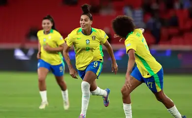 Quito, 29/07/2025 - Jogadoras da seleção brasileira de futebol comemoram gol durante partida contra o time do Uruguai, válido pela Copa América Feminina 2025. Foto: Lívia Villas Boas/CBF