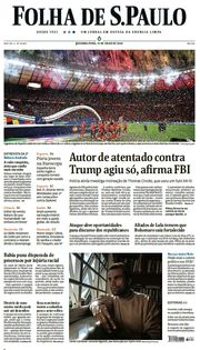 Capa do Jornal Folha de S. Paulo Edição 2024-07-15