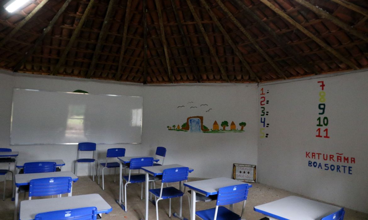 São Joaquim de Bicas (MG), 24/01/2024 -Sala de aula da Aldeia Kurãma, comuniudade indígena Pataxó hã-hã-hãe, na zona rural de Brumadinho. Foto: Tânia Rêgo/Agência Brasil