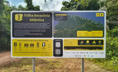 Pará, 12/10/2025 - Amazônia brasileira abrigará a maior trilha da América Latina, com quase 460 km, atravessando o estado do Pará. A estruturação e a sinalização da Trilha Amazônia Atlântica estão em fase final. O lançamento oficial do trecho será realizado durante a COP30, como parte das ações do governo brasileiro que visam aliar conservação ambiental, promoção de emprego e renda e lazer. Foto: Diego Barros/MMA
