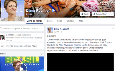 Post de Dilma no Facebook sobre decisão do Senado que decidiu pelo seu afastamento