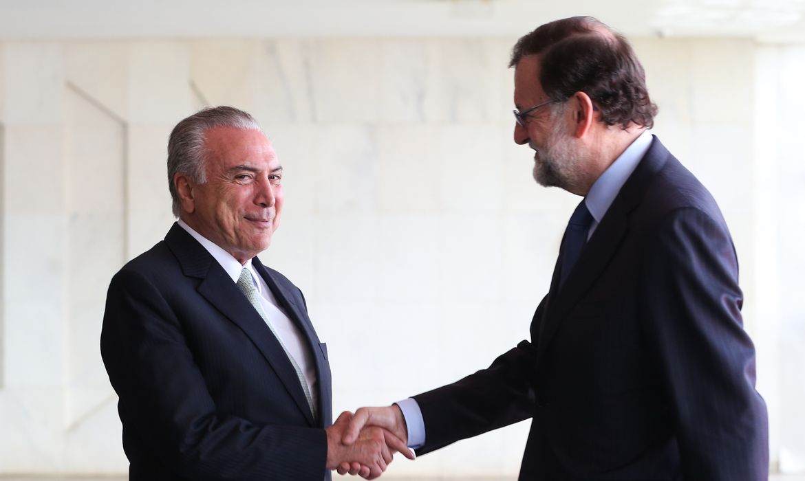 Brasília - Presidente Michel Temer e o presidente do governo do Reino da Espanha, Mariano Rajoy, durante encontro no Palácio Itamaraty (Antonio Cruz/Agência Brasil)
