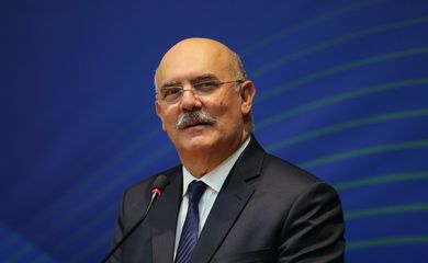 O ministro da Educação, Milton Ribeiro, durante a cerimônia de comemoração aos 20 Anos do Fundo para o Desenvolvimento Tecnológico das Telecomunicações (Funttel), no Ministério das Comunicações.