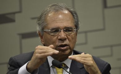 O ministro da Economia, Paulo Guedes, em audiência pública da Comissões de Assuntos Econômicos (CAE) do Senado, fala sobre a reforma da Previdência.