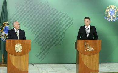 Pronunciamento do presidente Michel Temer e do presidente eleito Jair Bolsonaro, no Palácio do Planalto.
