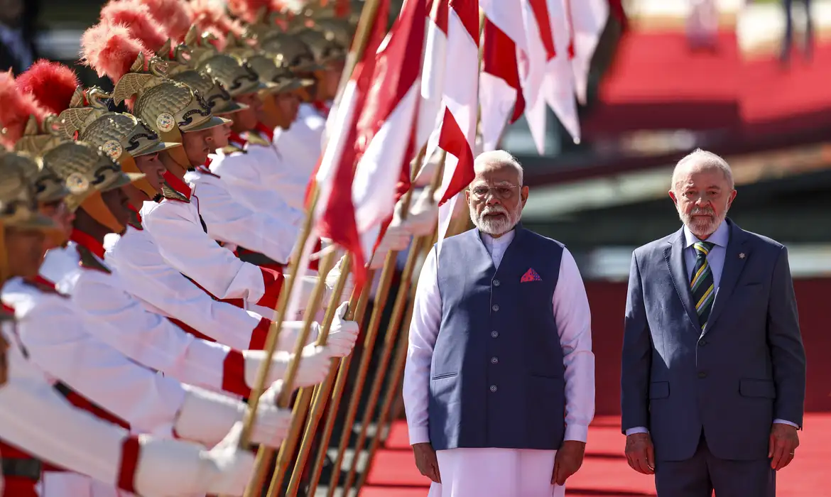 Brasília (DF), 08/07/2025 - O presidente Luiz Inácio Lula da Silva recebe o primeiro-ministro da Índia, Narendra Modi, em cerimônia oficial no Palácio da Alvorada. Foto: Marcelo Camargo/Agência Brasil
