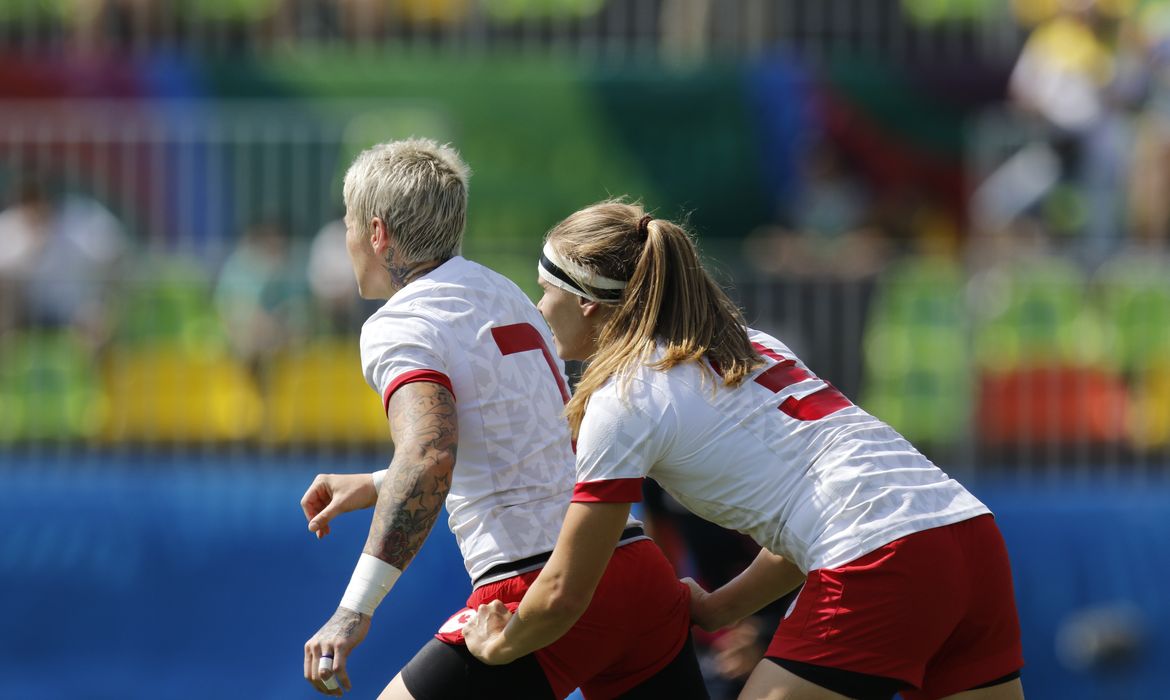 Rio de Janeiro - Time de rugby feminino do Canadá vence o do Japão por 45 a 0 na primeira fase dos Jogos Olímpicos Rio 2016, no Estádio de Deodoro (Fernando Frazão/Agência Brasil)