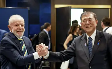 Presidente da República, Luiz Inácio Lula da Silva, e o  Primeiro-Ministro do Japão, Shigeru Ishiba, durante Sessão de encerramento do Fórum Empresarial Brasil-Japão.
Hotel New Otani, Tóquio - Japão.
 
Foto: Ricardo Stuckert / PR
