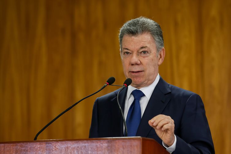 Brasília - O presidente da Colômbia, Juan Manuel Santos,  durante declaração à imprensa, no Palácio do Planalto (Beto Barata/PR)