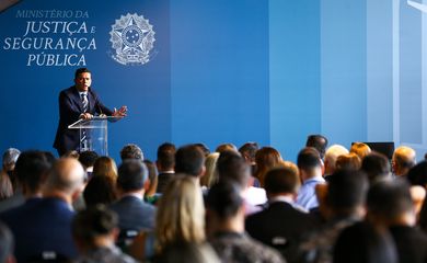 O ministro da Justiça e Segurança Pública, Sergio Moro, durante seminário para comemorar o Dia Internacional Contra a Corrupção. 