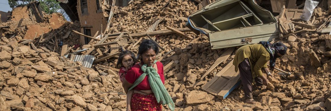 Terremoto na cidade de Bhaktapur no Nepal
