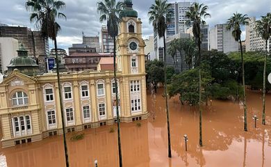 CHUVAS NO RS - MUSEUS ALAGADOS - Museu de Arte do Rio Grande do Sul, alagado.. Foto: Instagram/SEDAC-RS