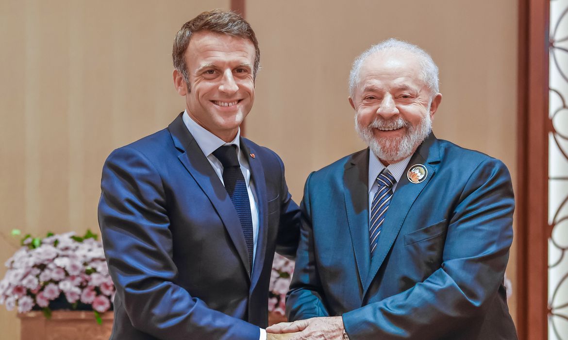 Nova Delhi, Índia, 10.09.2023 - Presidente Lula se reúne com o Presidente da República Francesa, Emmanuel Macron, no Bharat Mandapam. Nova Delhi – Índia. Foto: Ricardo Stuckert/PR