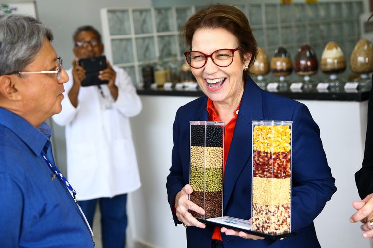 A ministra da Agricultura, Pecuária e Abastecimento, Tereza Cristina, visita a Embrapa Recursos Genéticos e Biotecnologia, em Brasília.